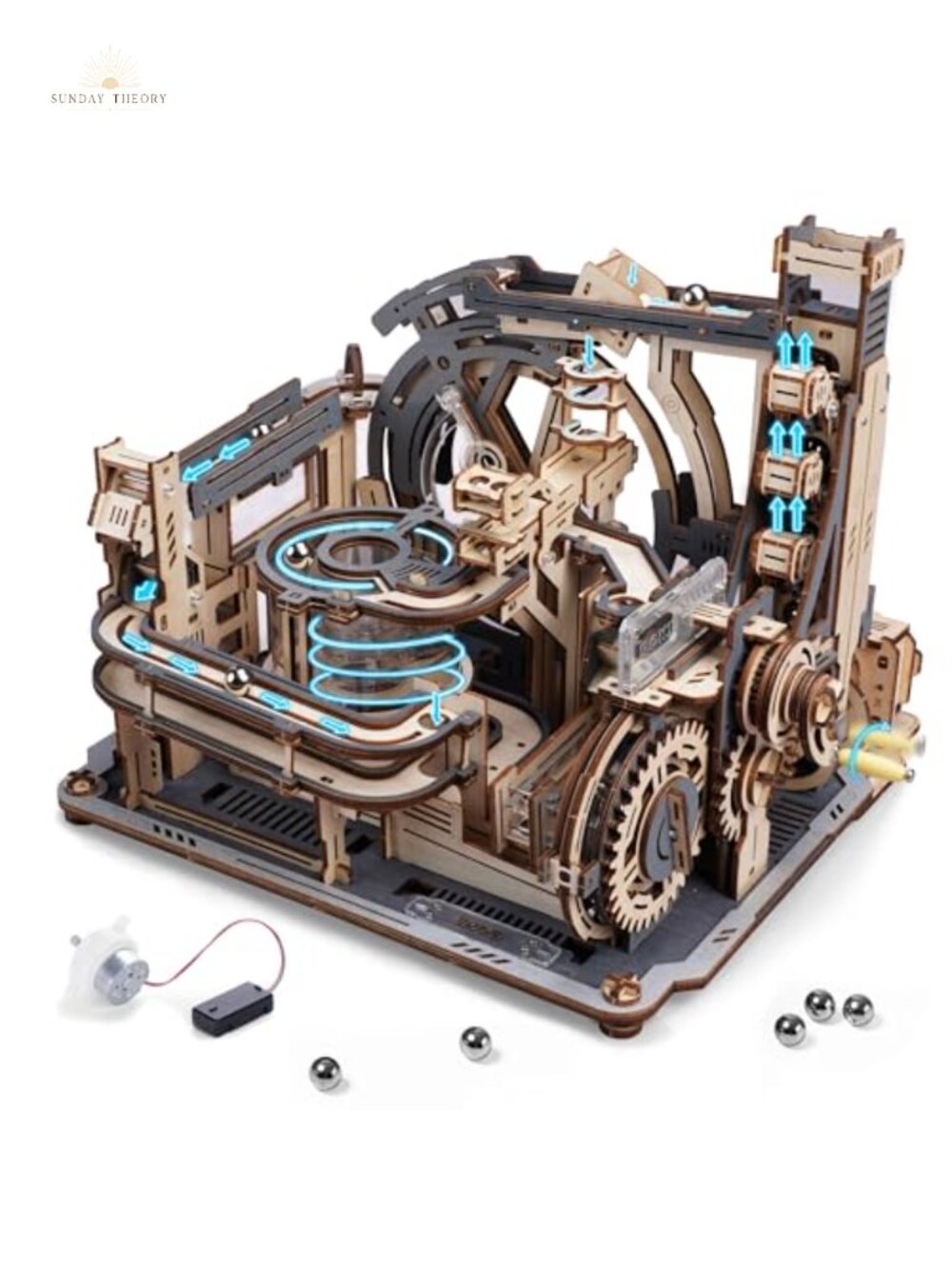 Motorized Wooden Marble Run 3D Puzzle STEM Space Model 457 Pcs